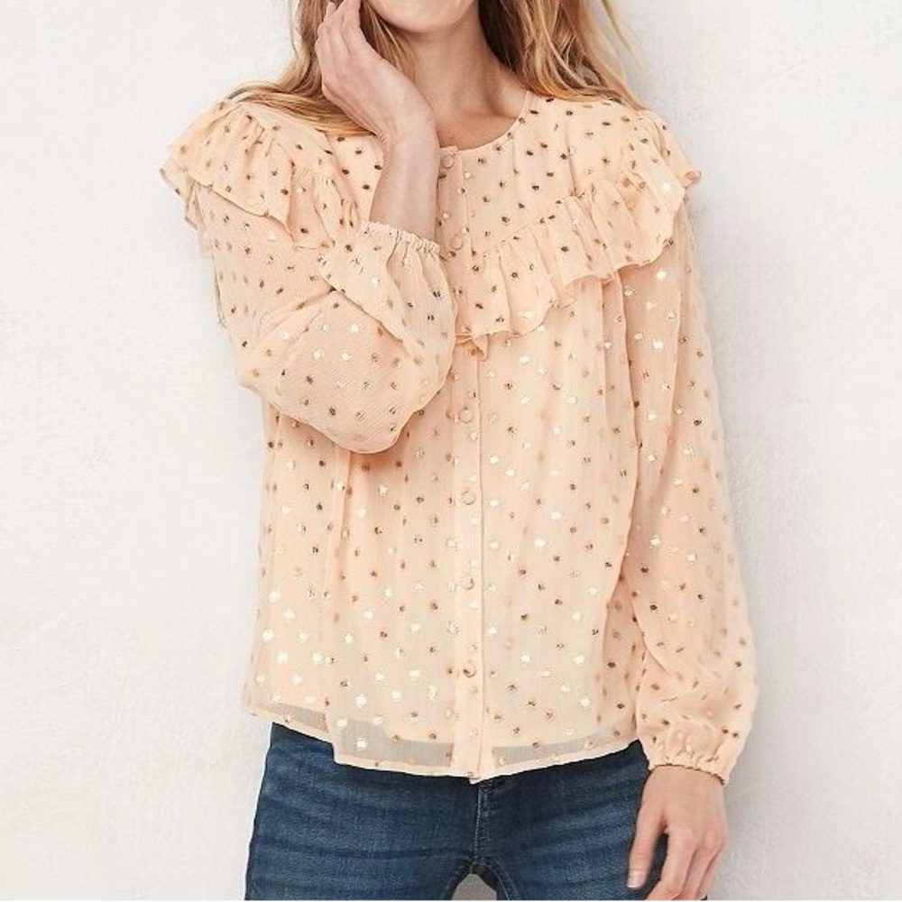 Lauren Conrad Ruffle Shoulder Blouse